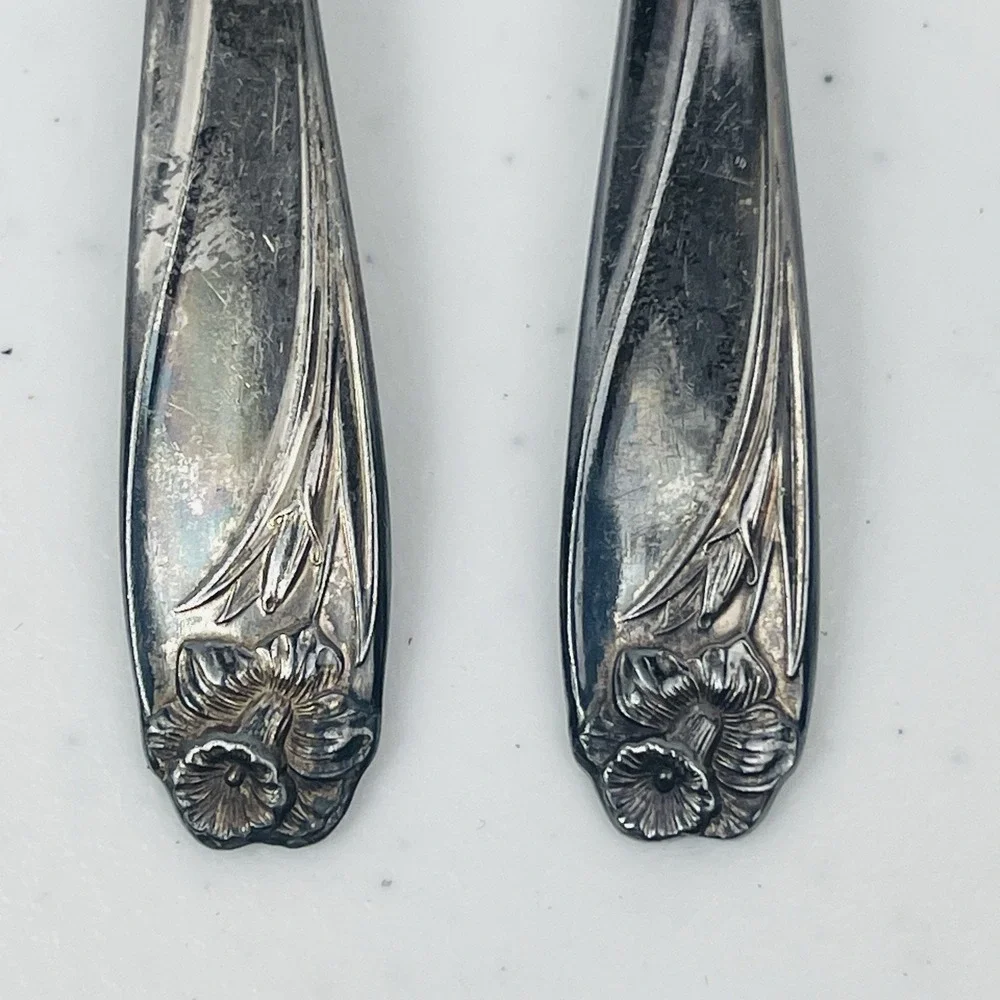 Vintage 1847 Rogers Bros Silverware Daffodil Pattern Serving Spoon And Fork